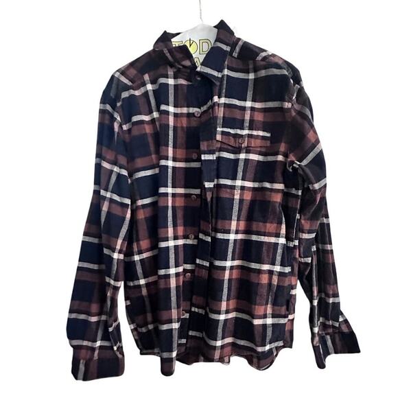 Patagonia Brown black Flannel Plaid Long Sleeves Button Down Shirt Size M - Picture 1 of 5